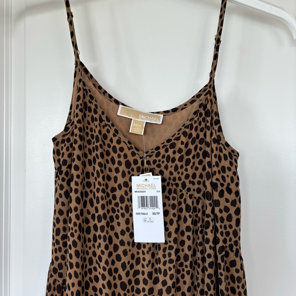 Michael Kors Tan and Black Spotted Maxi Dress